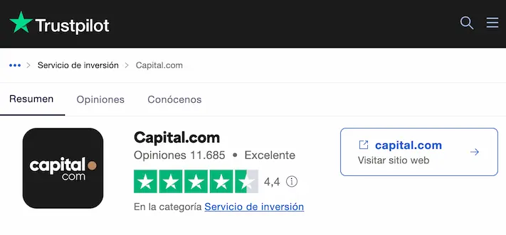 Opiniones Capital.com Trustpilot