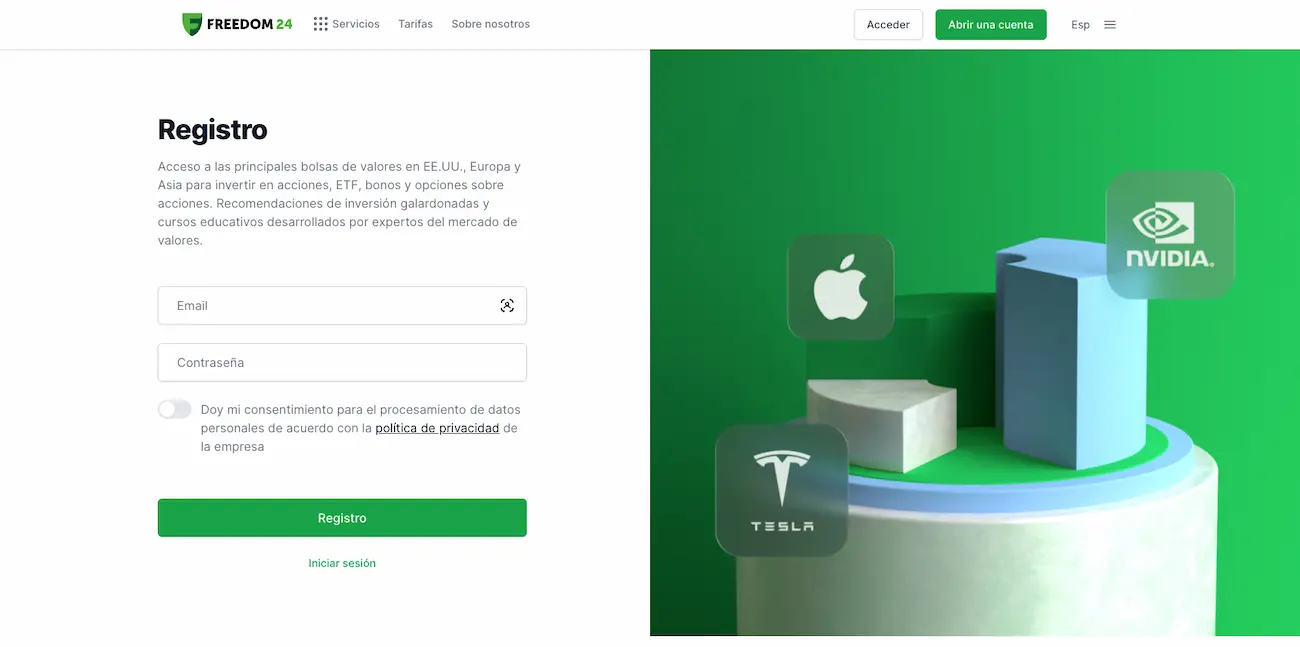 Primer paso de abrir una cuenta con Freedom24 Primer paso de abrir una cuenta con Freedom24