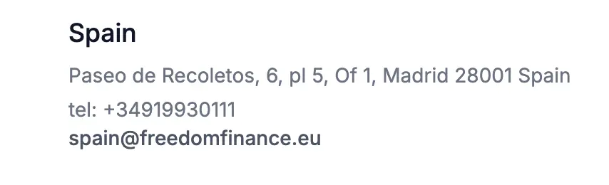 contacto del broker freedom24 en españa