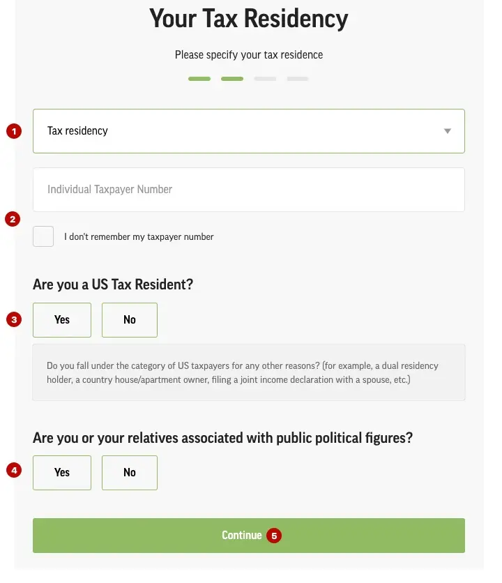 Datos de impuestos para apertura cuenta freedom