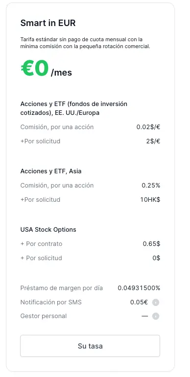 Plan de comisiones smart in eur en broker freedom