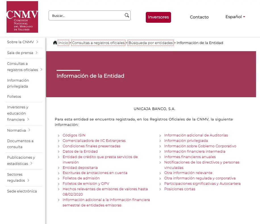 unicaja y la cnmv