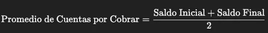 Promedio de Cuentas por Cobrar