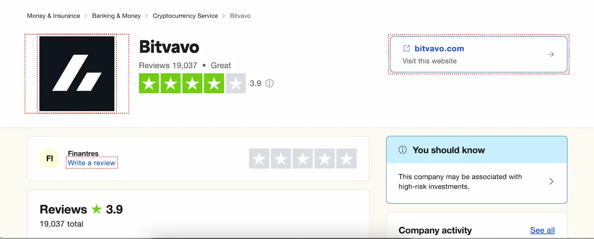 reseñas de bitvavo en Trustpilot
