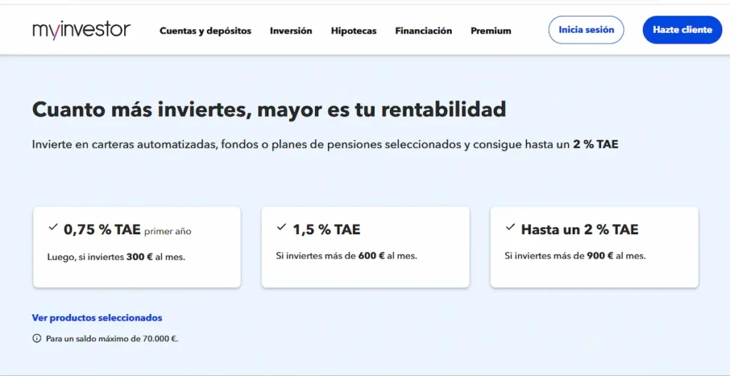 Cuenta remunerada MyInvestor
