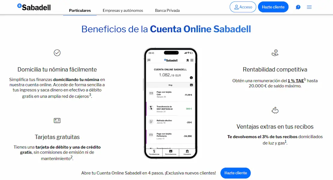 Cuenta Online Sabadell