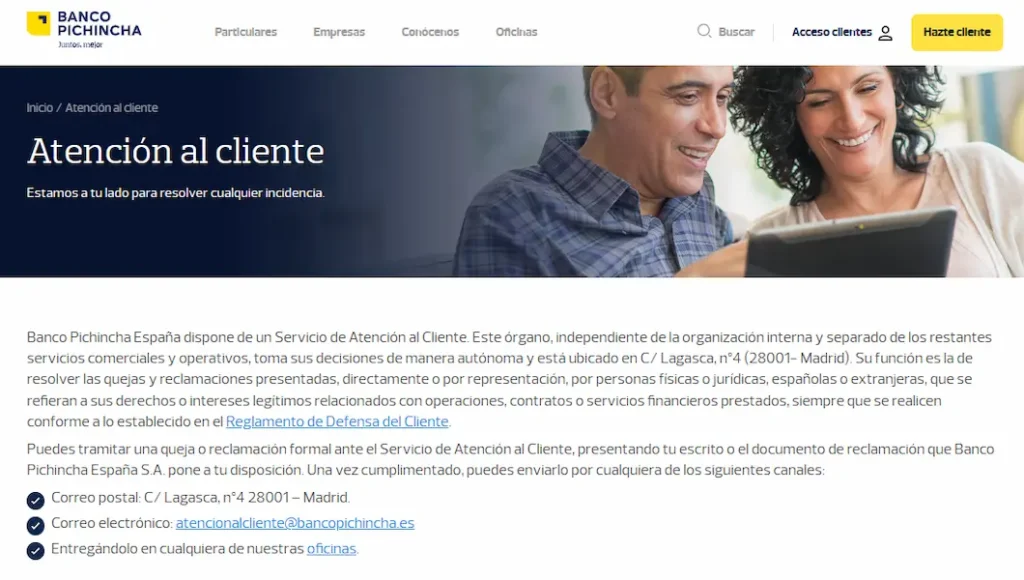 Atención al cliente Banco Pichincha