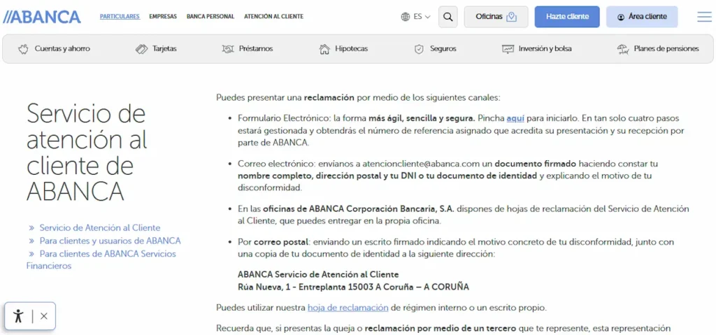 Atención al cliente en ABANCA