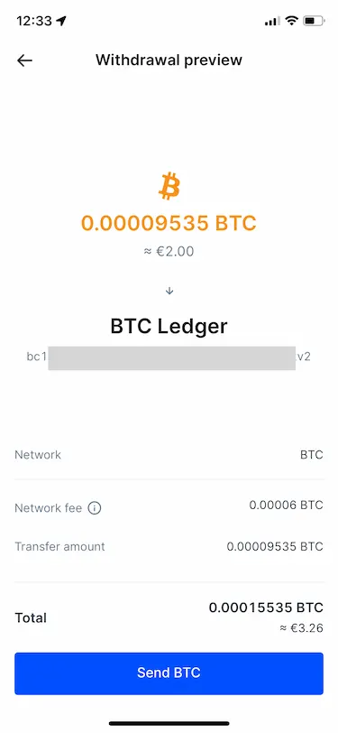 Compruba la transacción y confirmala para retirar las criptos de Bitvavo