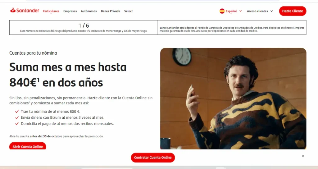 Promoción nómina Santander