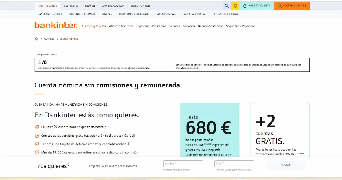 Cuenta nómina Bankinter