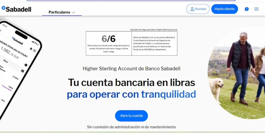 Higher Sterling Account de Banco Sabadell
