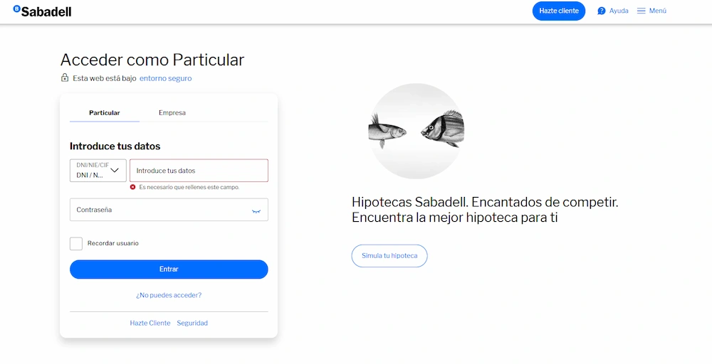 Banco Sabadell acceso clientes