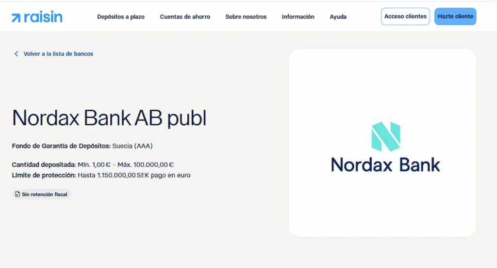 Depósitos Nordax Bank