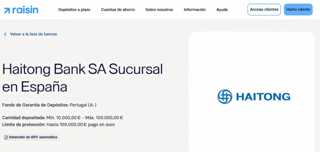Depositos Plazo Fijo Haitong Bank