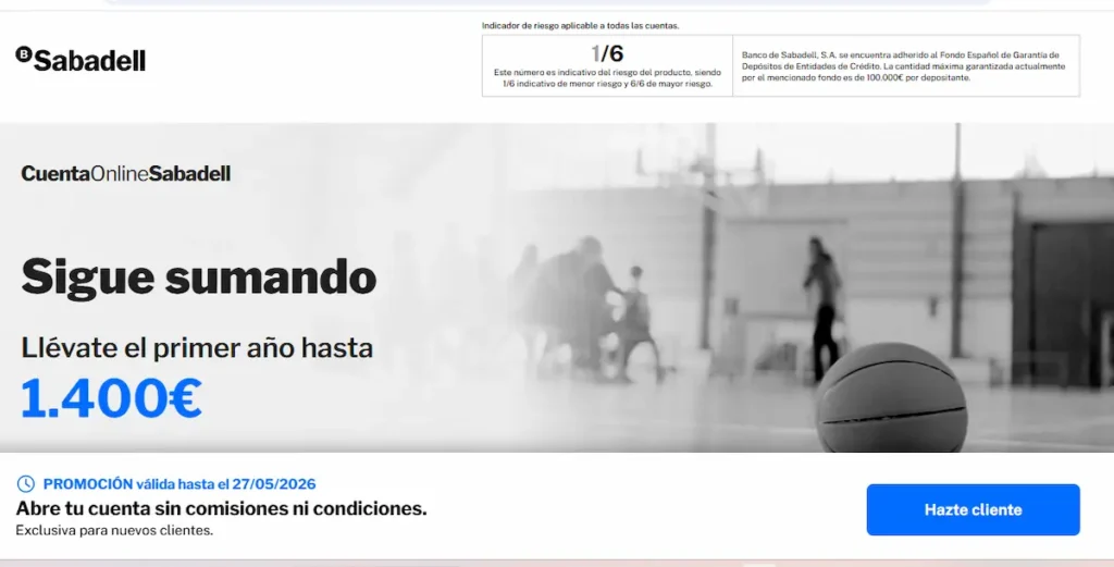 Promoción 1 400 euros Banco Sabadell
