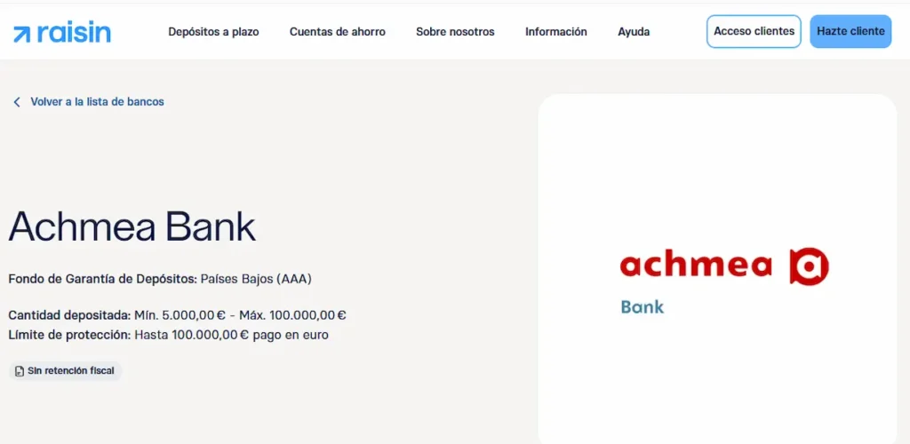 Depósitos Achmea Bank