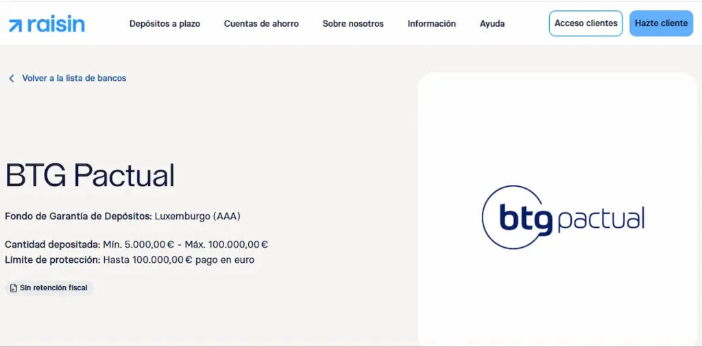 Depósitos BTG Pactual