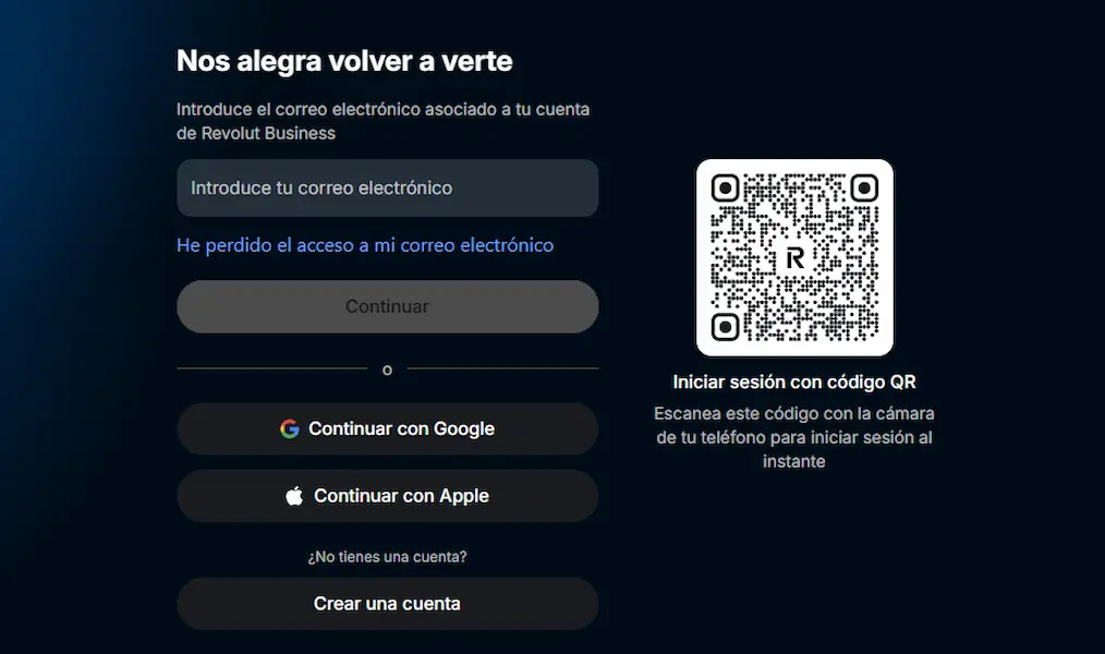 Inicio de sesión Revolut Business