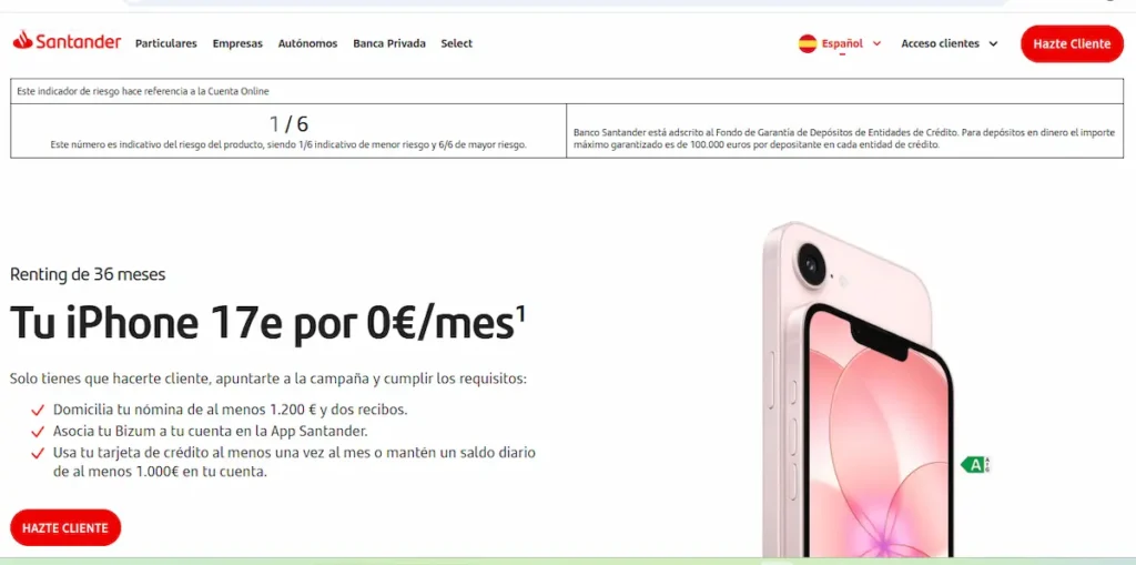 Promoción iPhone Santander
