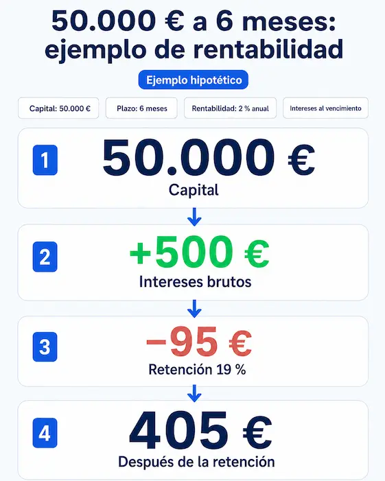 Ejemplo hipotetcio depósito santander 6 meses