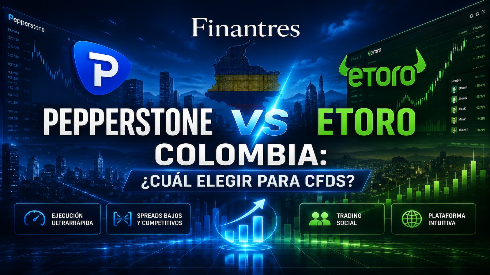 Pepperstone vs eToro en Colombia: ¿cuál es mejor para operar CFDs?