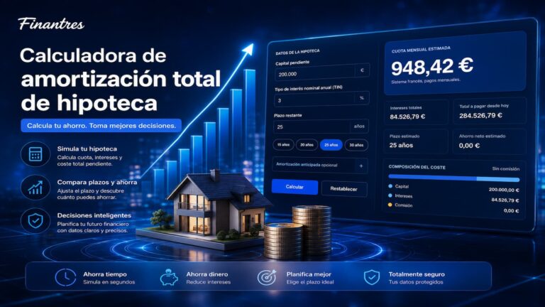 Calculadora de amortización total de hipoteca: cuota, intereses y ahorro