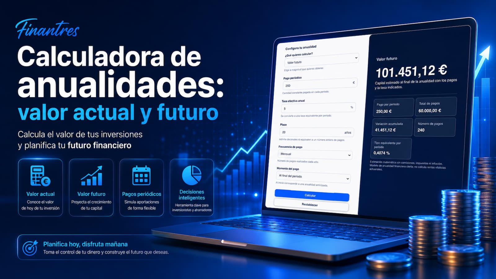 Calculadora de anualidades: valor futuro, valor actual y cuota