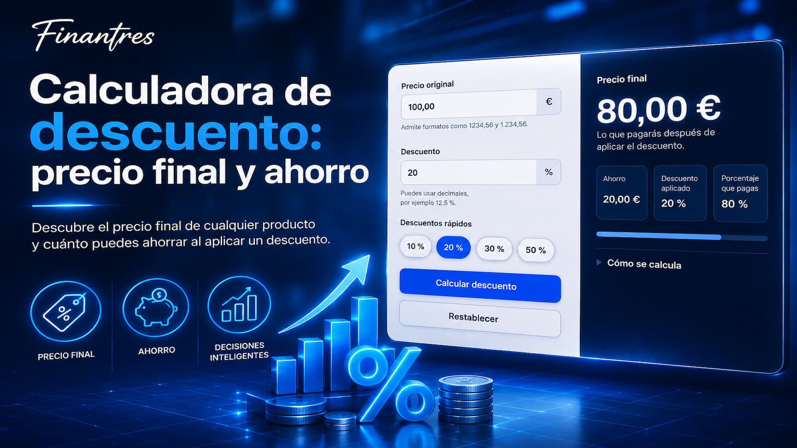 Calculadora de descuento: calcula el precio final y cuánto ahorras