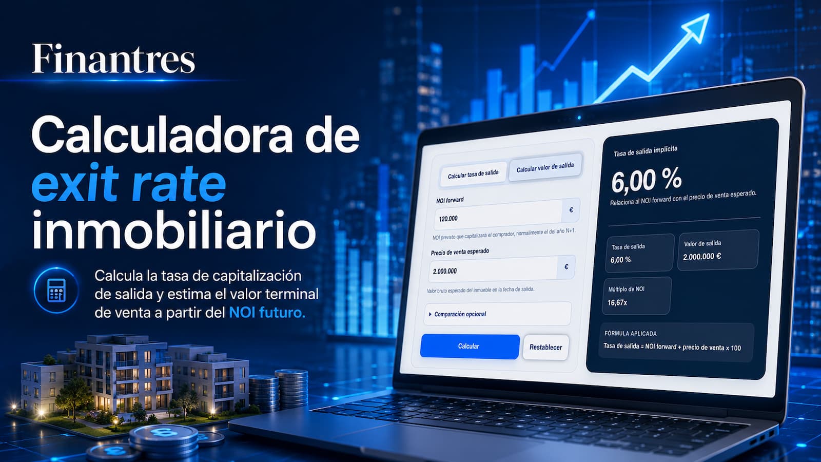 Calculadora de exit rate inmobiliario (exit cap rate)