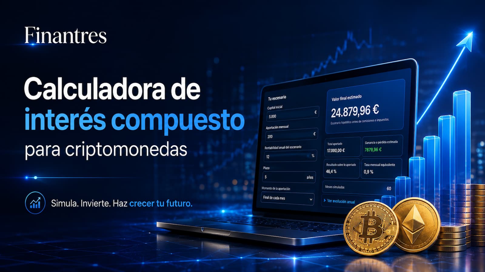 Calculadora de interés compuesto para criptomonedas: simula escenarios