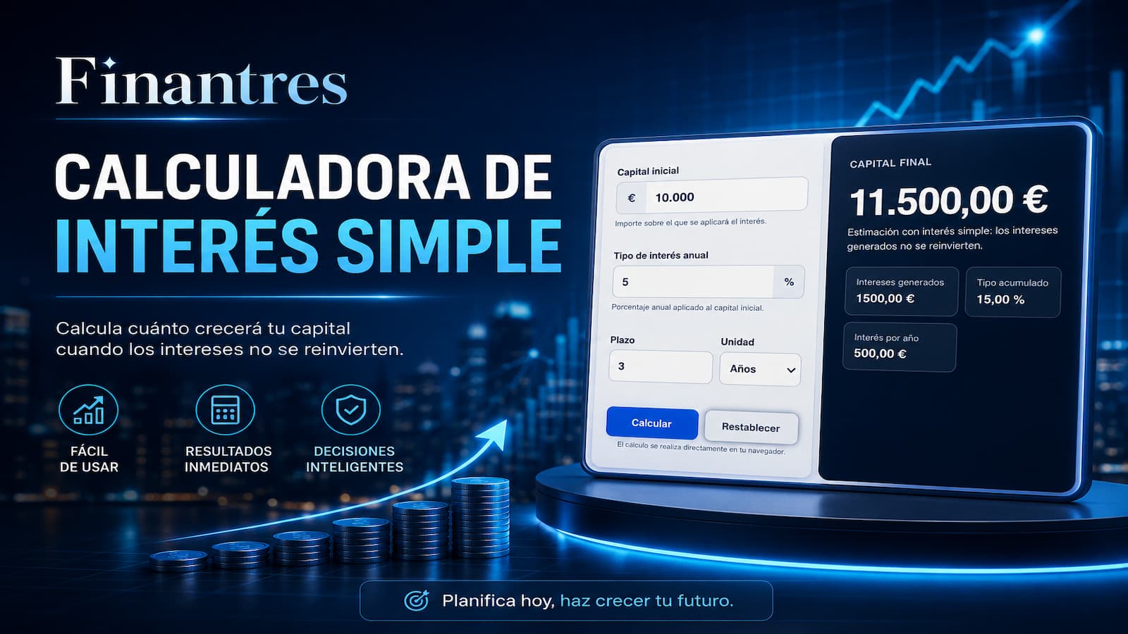 Calculadora de interés simple: calcula intereses y capital final