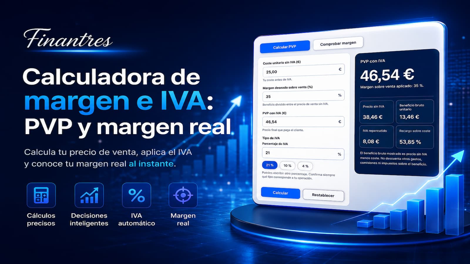 Calculadora de margen e IVA: calcula PVP y margen real