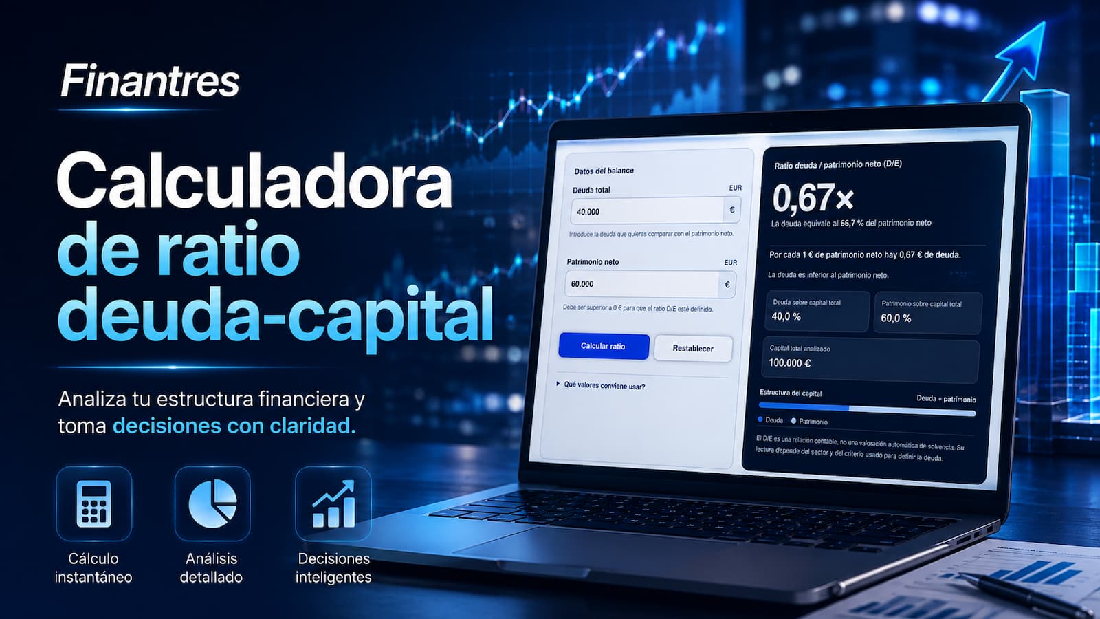 Calculadora de ratio deuda-capital (D/E): deuda frente a patrimonio neto