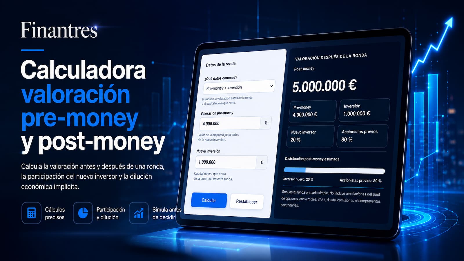 Calculadora de valoración pre-money y post-money para startups