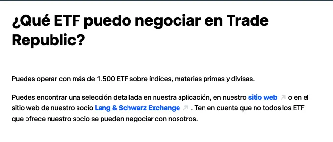 Disponibilidad de trade republic sp500