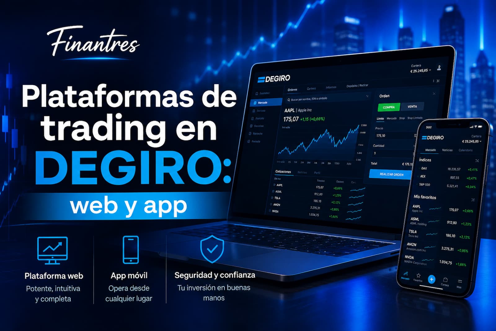 Plataformas de trading en DEGIRO: cómo son su web y su app